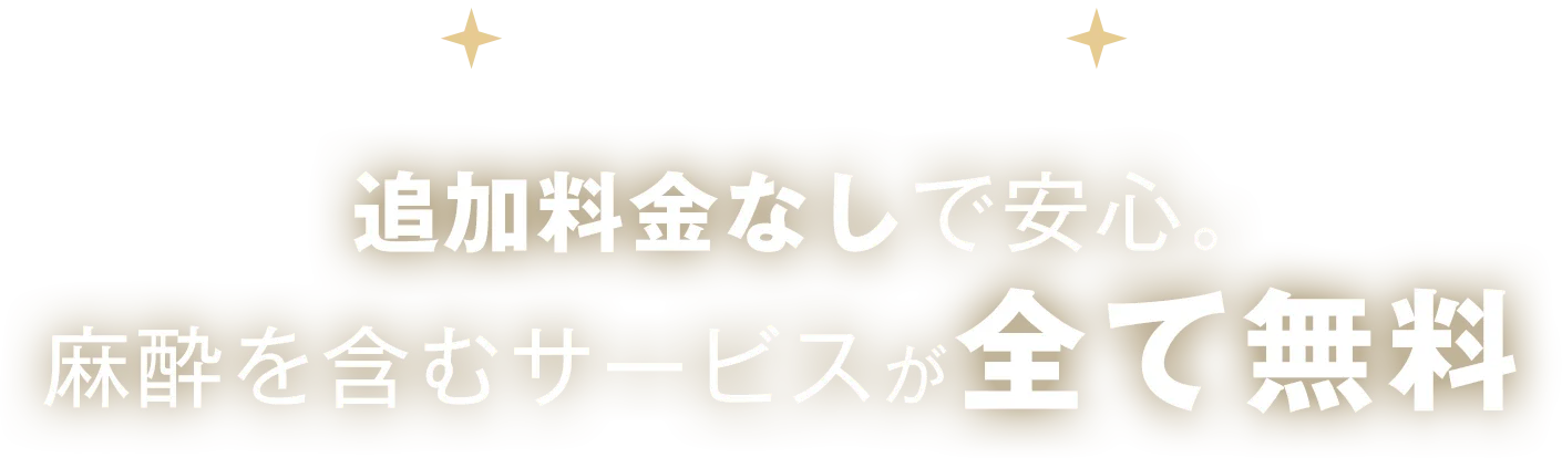 追加料金なしで安心。麻酔を含むサービスが全て無料